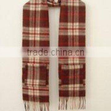 Burgundy Color Cashmere Scarf with Pockets