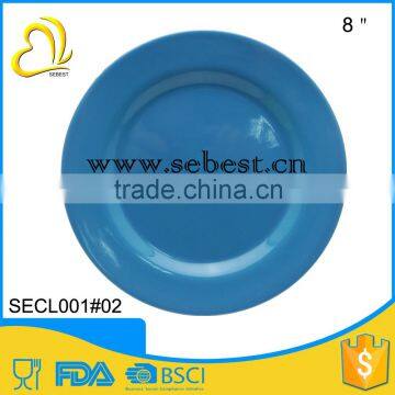 Environmental protection disposable 8" color melamine bright blue round plate                        
                                                Quality Choice