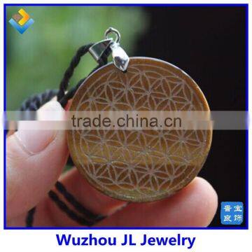 Fashion Jewelry Artificial tiger eye Flower of Life Necklace Pendants Made in China