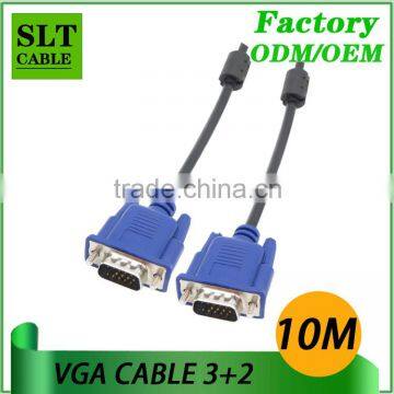 SLT High Quality 10M 3+2 VGA Male to VGA Male Cable 15pin for computer monitor projector laptop hdtv LCD etc multimedia