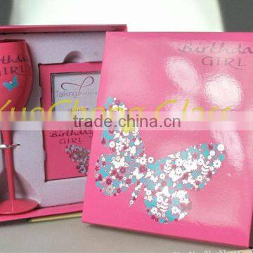 wholesale beautiful pink wine glass packing box