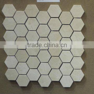 12''x12'' natural stone hexagon CREMA MARFIL marble mosaic
