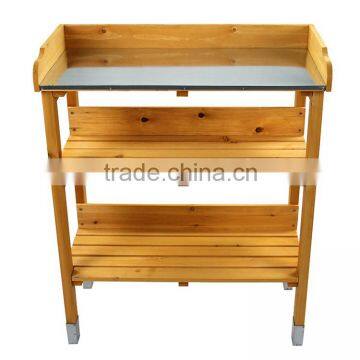 outdoor wooden garden potting table