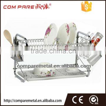 2 layers kitchen stainless steel dish rack