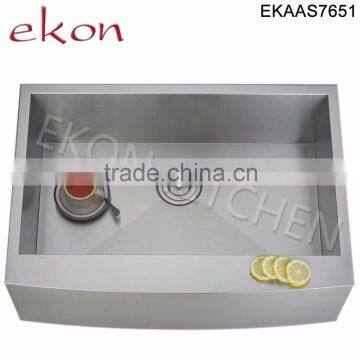 Single Bowl Apron Front 16 Gauge 304 Stainless Steel Handmade Kitchen Sink