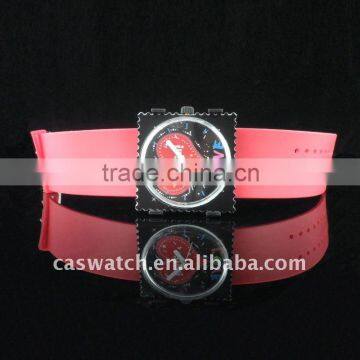 Peach stamp watches PVC strap