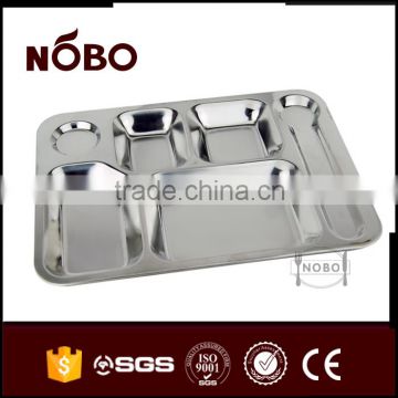 Wholesale Stainless Steel 6 Compartments Dinner Food Tray