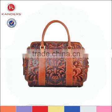 Hot Style And Selling Deep Coffee Genuine Leather Handbag,Soft Handle Handbag,Wholesale Party Handbags