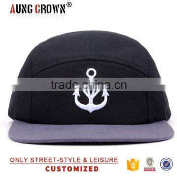 wholesale flat brim design 5 panel hat factory