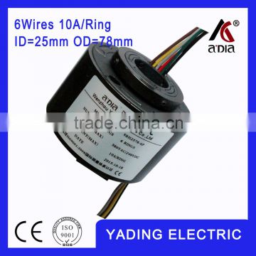 SRH 2578-6p Through bore slip ring ID25mm. OD78mm. 6Wires, 10A/per wire