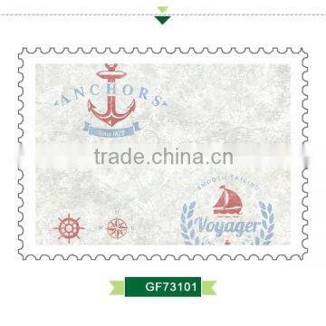 Hot Sale Printing Non Woven Wallpaper, Grey for Kids Nautical Wall Mural for Kids Bedroom , Decoration Wall Decal Supplier