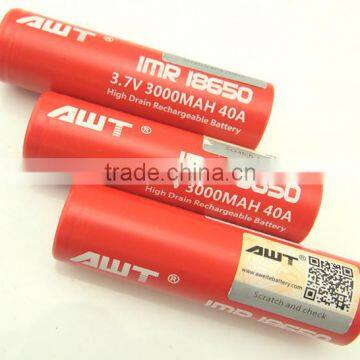 E Cigarette Hong Kong AWT 18650 3000mAh 40A Battery for Box Mod e Cigarette Vape Mod photo-4