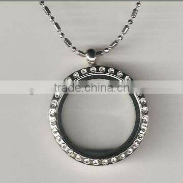 floating round locket necklace