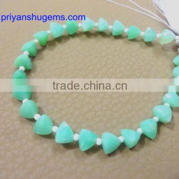 Chrysoprase Faceted 6*6 mm Trillion Shape Briolette Beads AAA Grade Straight Drilled 6" Strand Length Natural Loose Gemstones photo-3