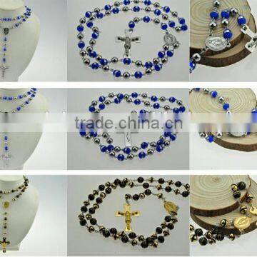 Fashion bling stainless steel rosary necklaces