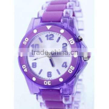 Cute transparent plastic and silicone analog digital wrist watch