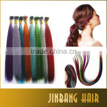 New Premium I tip high quality colourful feather hair extensions Straight mutiple colors stick tip hair extensions