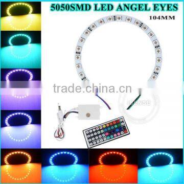 Car accessories 2015 new products 5050 104mm semi circle white angel eyes, RGB remote angel eyes