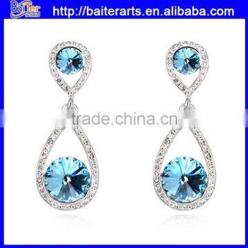 AAA Zircon Alloy Womens Blue Crystal Long Drop Earrings-Five Colors