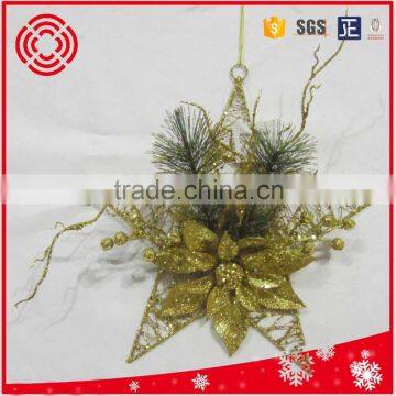 Hanging Iron Star With Flower Ornament Christmas Decoration photo-6