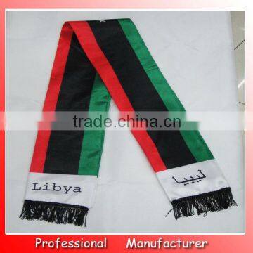 130*14cm high quality flag scarf,economic polyester scarf, Libya scarf