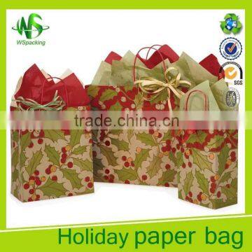 Custom Printing Recycled Christmas Holiday Kraft Paper Bag photo-2
