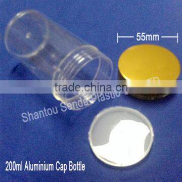 China supplier capsule/tablet/pill bottle,200ml clear bottle with golden cap pill bottle