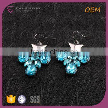 E75317K01 STYLE PLUS Shining Bule Crystal Stone Earrings for Women From Mid-night City Collection Series