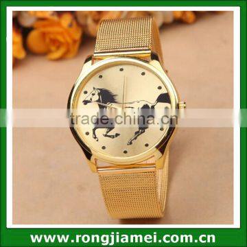 2016 Cheapest wholesale popular gold color watch with horse design