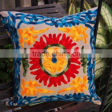 Modern Bohemian cushion cover/ Suzani cotton Embroidered Pillow Cushion Cover