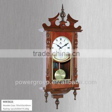 Pendulum wall clock with legs Wooden case and white dial Good quality MW3616