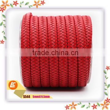 11.5mm Red Wide Flat Bolo Braid Leather Cord for Wholesale