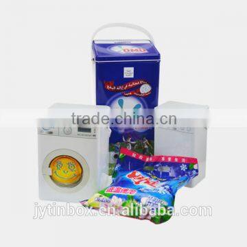 High quality laundry powder tin box with ISO certified hotsale handle laundry tin box