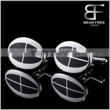 Black Enamel Striped Cross Cufflinks Men's Jewelry