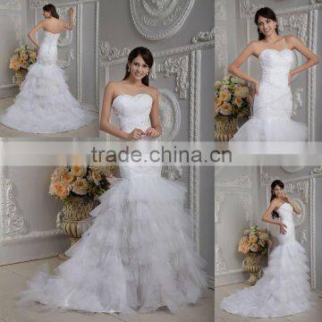 Victorian Latest Mermaid Layered Ruffles Sweetheart Beaded Floor Length Wedding Dresses xyy04-067 real sample