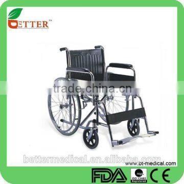 chrome steel frame wheelchair with dixed footrest