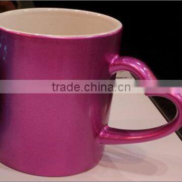 11oz heart handle mug with pearl finish coating