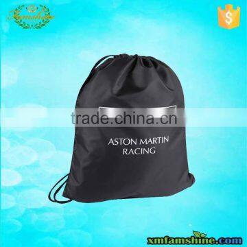 customized wholesale nylon black drawstring bag