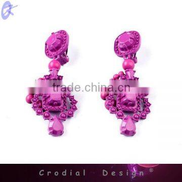 2014 Hotsale Fashion Jewelry High Quality Purple Crystal Pendant Earrings Trendy Earrings For Party