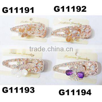 fashion glitter crystal metal alloy hair clips wholesale china