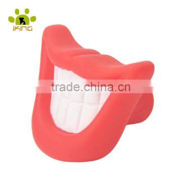 Pet chew trainning teeth shape toys smile red toy plastic teeth for dog playing toys pet vinyl toy dog teeth toy