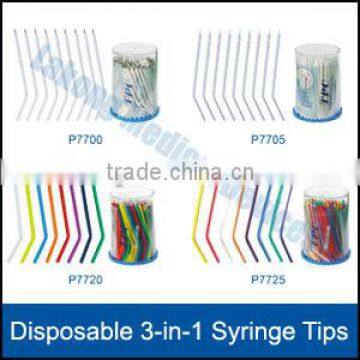 White/Multicolored Disposable dental 3 ways Air-water syringe tips