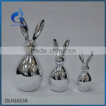 handmade electroplating ceramic rabbit for easter decoration