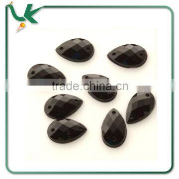 8 x 13mm Black Facetted Teardrop Sew On Acrylic Gems
