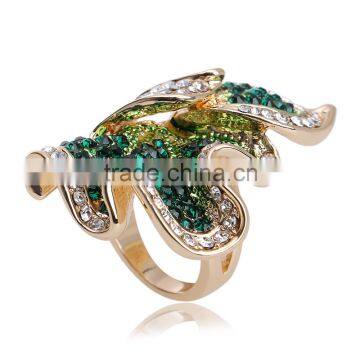 Sylish Fashion Jewelry Rings Blue Red Green Austrian Crystal 18k Gold Gp Flower Ring