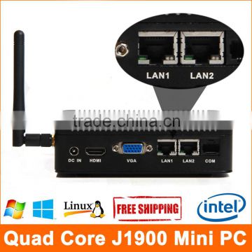 Wholesale Mini PC Dual NIC Quad Core Celeron J1900 Mini PC 2 LAN port with WiFi&Bluetoth 3.0 USB 3.0