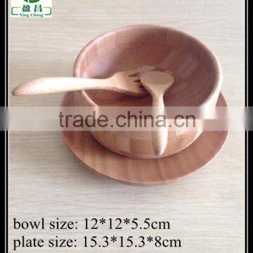 Bamboo ceramic Baby soup bowl with spoon & plate set