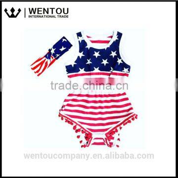 Free Shipping Red White and Blue Stripe Baby Bodysuit