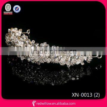 Topwedding USABride Silver Rhinestone Handmade Beads Tiara Crown Bridal Tiara