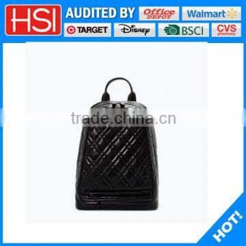 fashion design lady black leather backpack